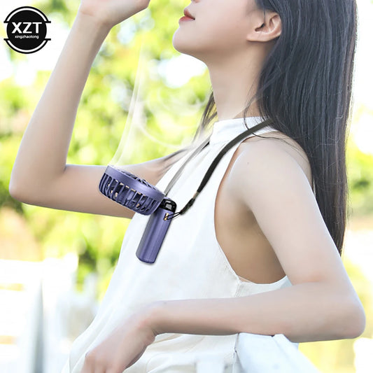 USB Mini Fan – LED, Foldable, Neck Hanging