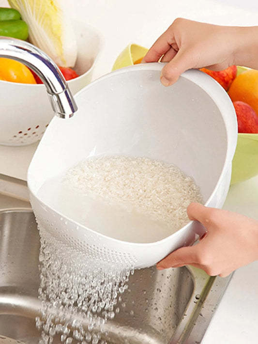 1/3pcs Rice & Fruit Washing Basket with Handle – Kitchen Drain Bowl