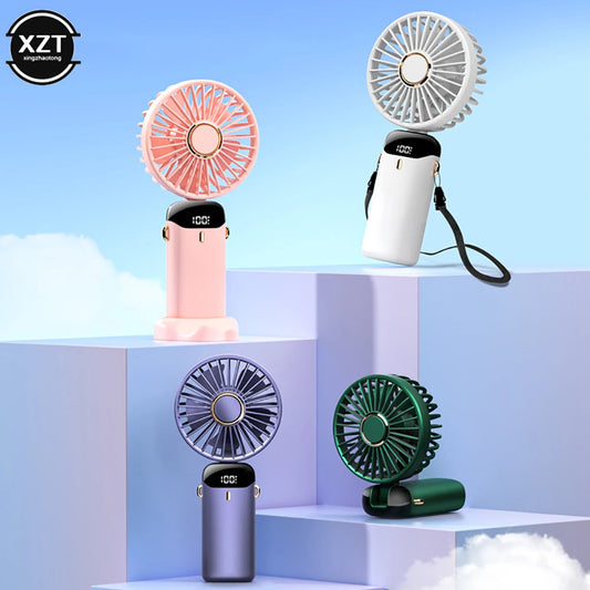 USB Mini Fan – LED, Foldable, Neck Hanging