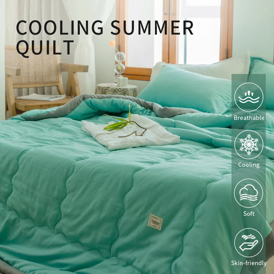 Light Luxury Summer Quilt – Japanese Polyester Cotton, Skin-Friendly & Washable