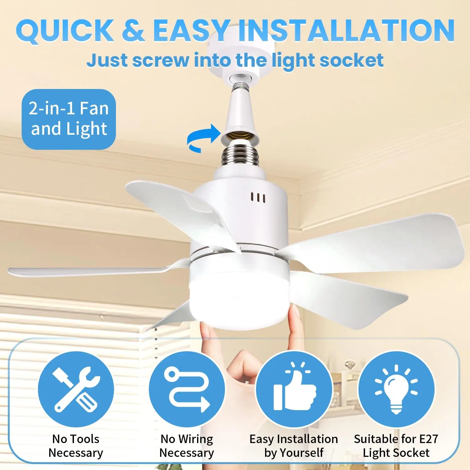 LED Ceiling Fan Bulb – Remote, 4-Speed, E26/E27 Base