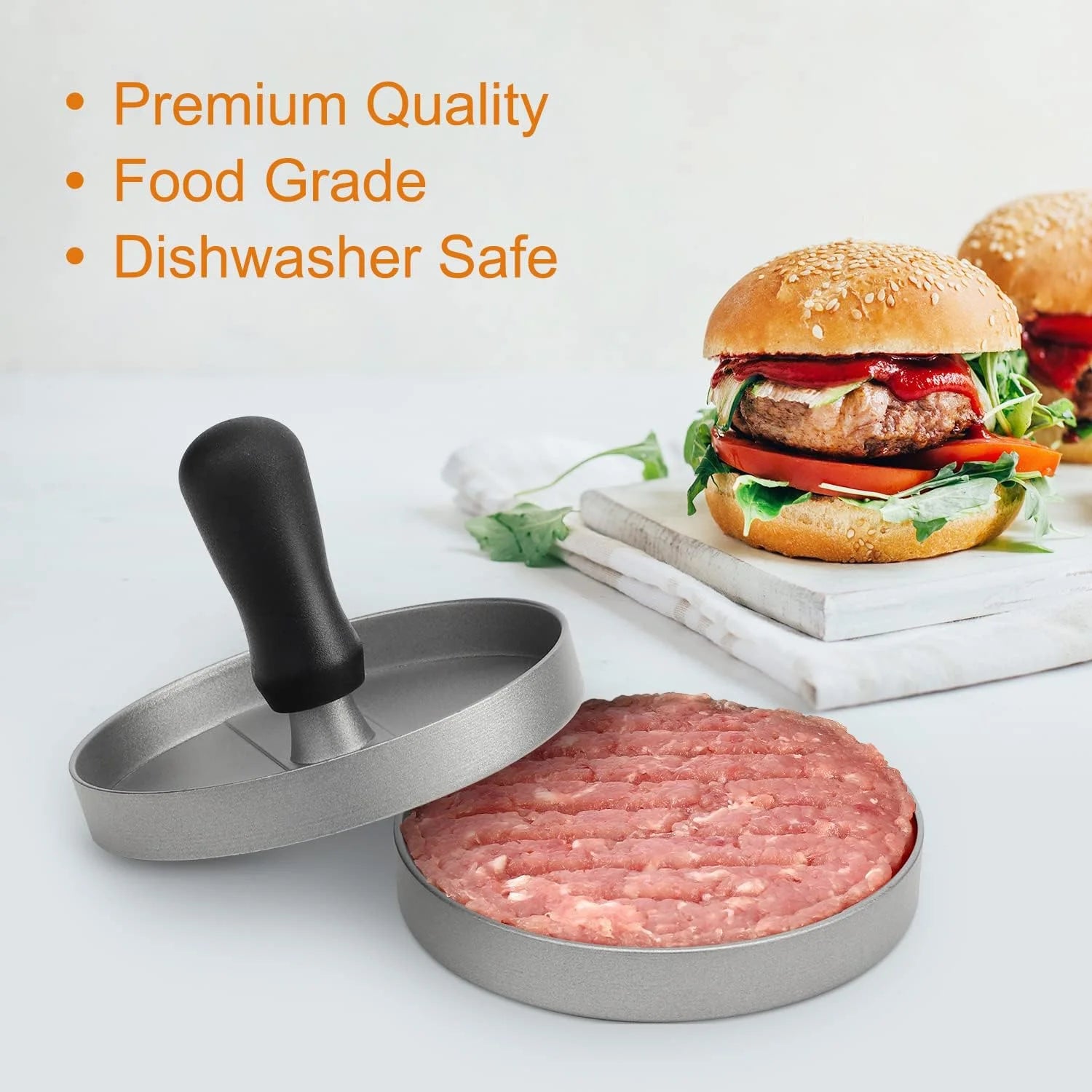 Aluminum Non-Stick Burger Press with Wax Paper – Ideal for BBQ & Kitchen