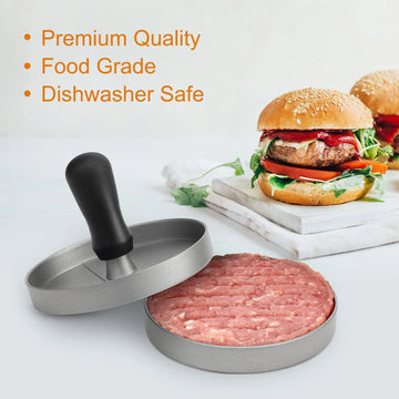 Aluminum Non-Stick Burger Press with Wax Paper – Ideal for BBQ & Kitchen