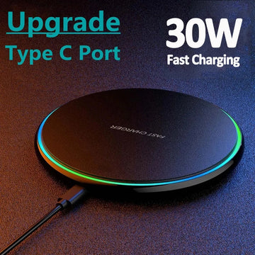 30W Fast Wireless Charger – iPhone & Android Compatible